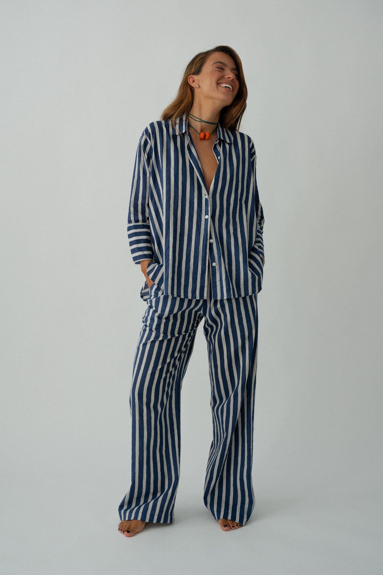 BLUE STRIPED TROUSERS